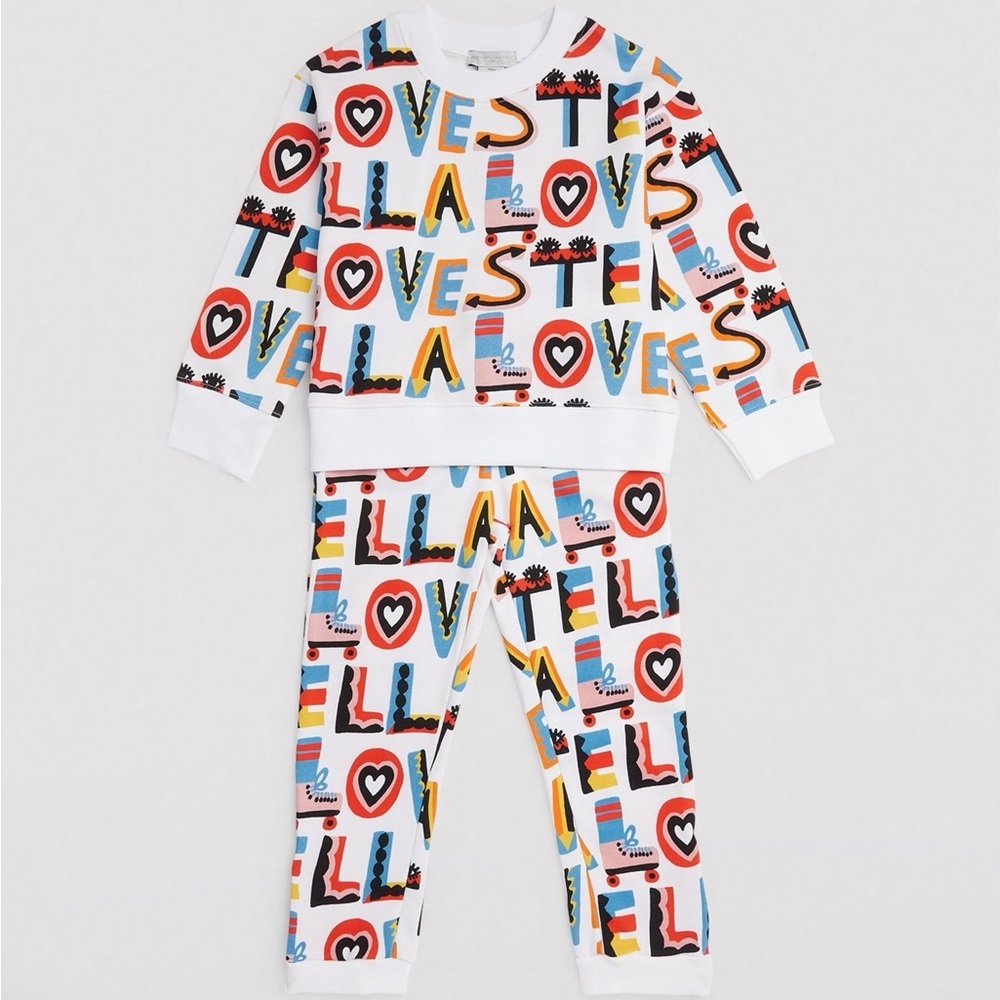 Stella McCartney Kids White Multicolor 'LOVE' Graphic Sweatshirt & Joggers Set
